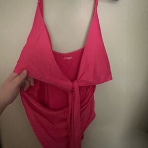 Aerie Pink One-Piece Wrap Swimsuit